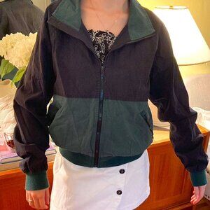 Brandy Melville John Galt Stephanie Zip Jacket Navy and Hunter Green